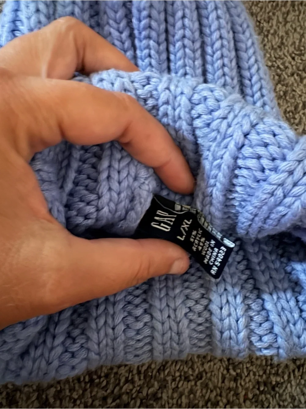 GAP Kids Pom-Pom Knit Beanie - Periwinkle Blue